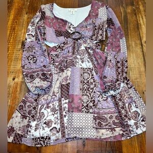 Jessica Simpson Purple and Brown Paisley Dress